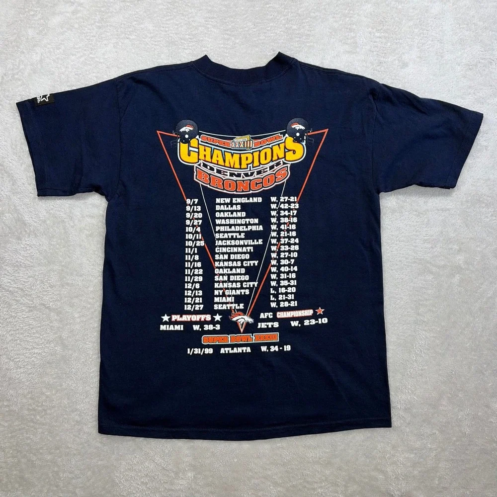 Vintage Denver Broncos Shirt Kids XL Navy Super Bowl XXXIII Champions Starter